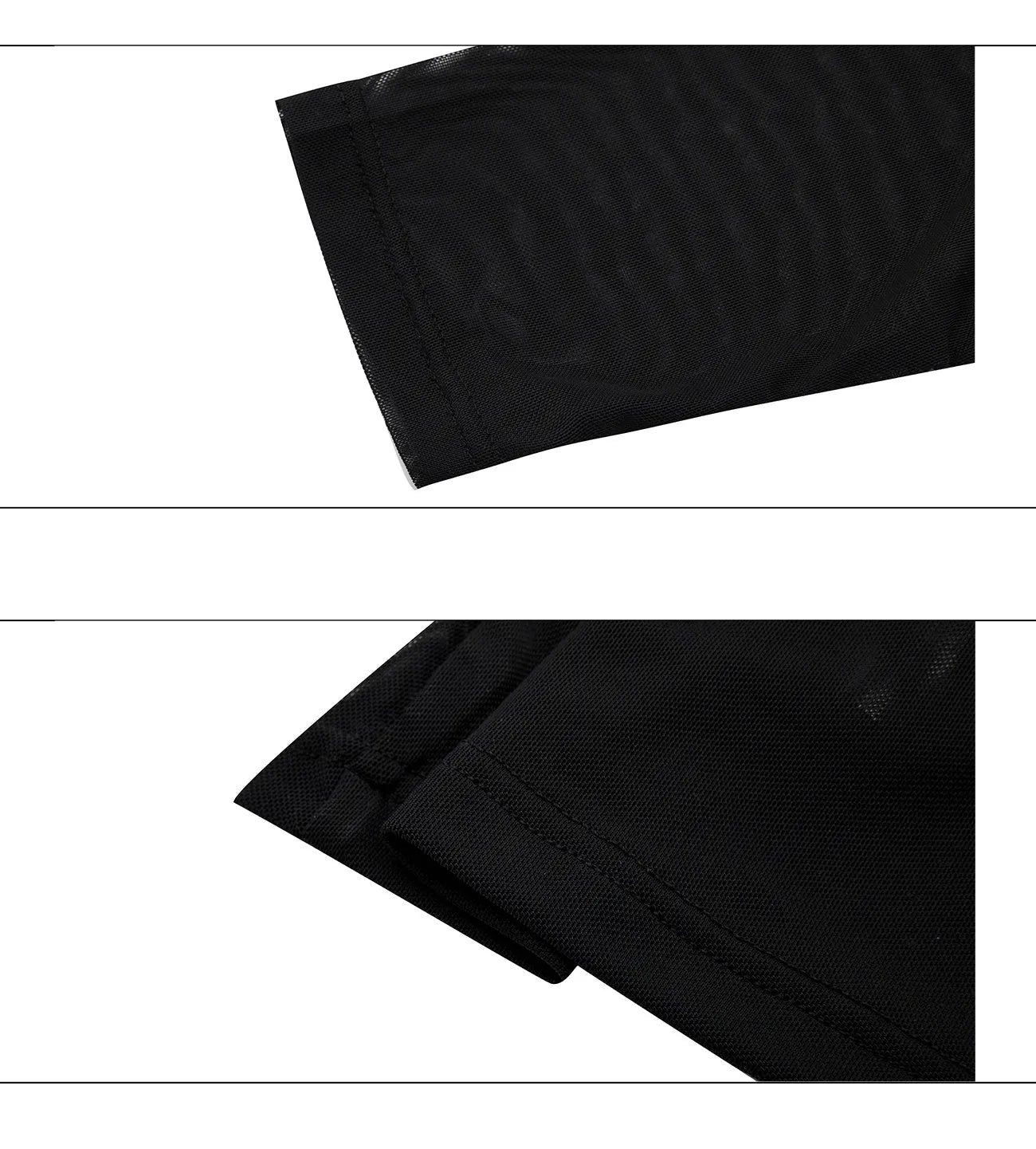 Man wearing a black slim fit long sleeve ice-feel top made from polyester and spandex blend.