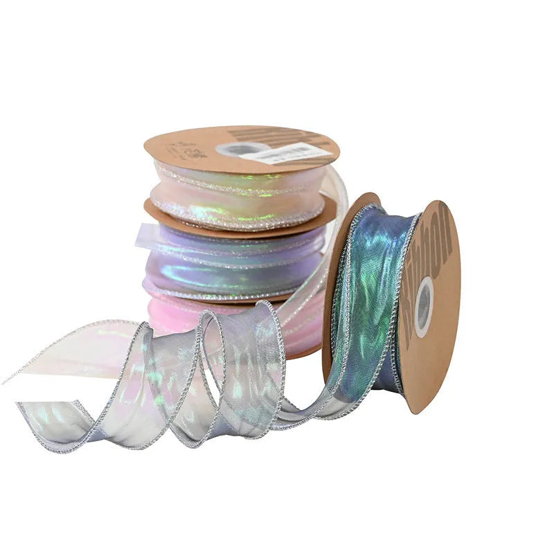 Fishtail yarn floral flower colourful wave ribbon 4cm width mesh material with edge cutting