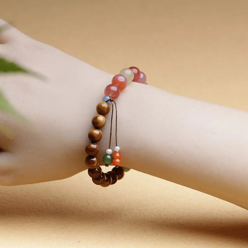 8mm diamond-cut agate bracelet with natural persimmon colour tones