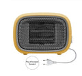 Compact green mini heater with PTC ceramic heating, 500W power, and flame-retardant ABS construction