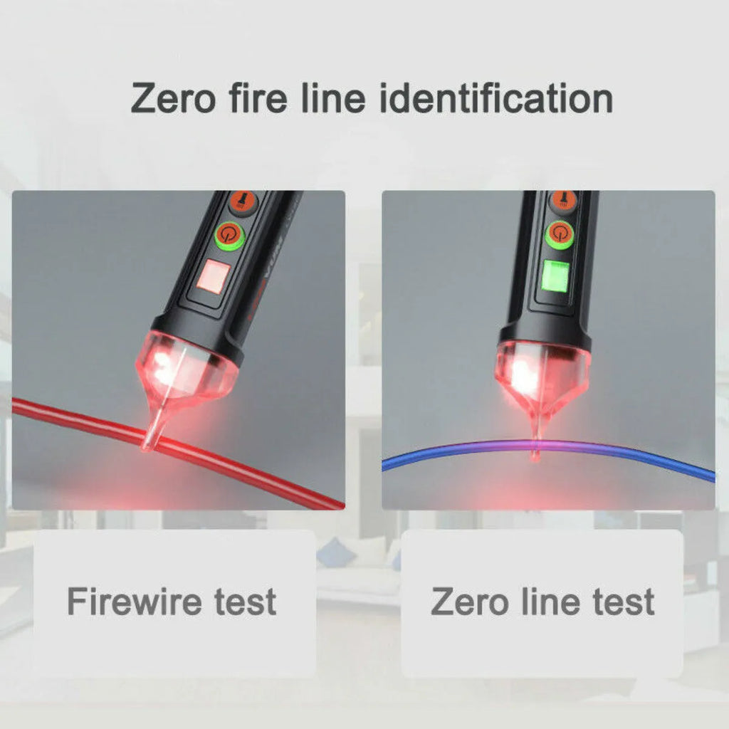 Black intelligent electrical test pencil with display screen and sensor tip for line detection
