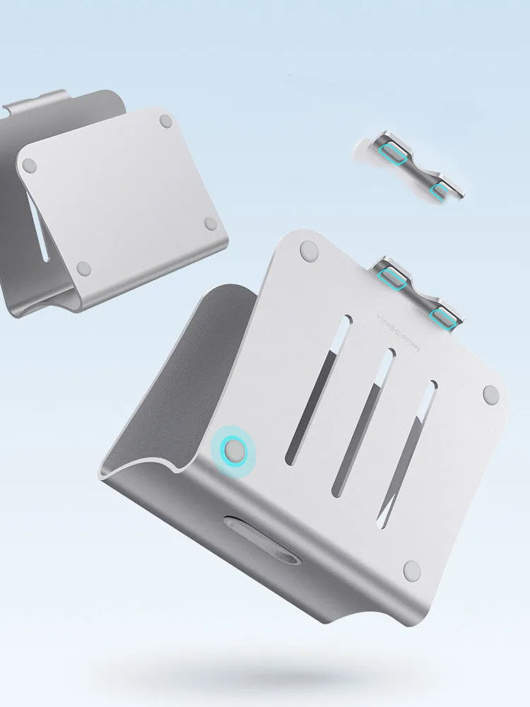 Aluminium alloy notebook cooling bracket with striped heat sink design in grey colour