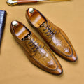 Men's black leather shoes with alligator pattern and horse bit buckle, British business style with rubber sole