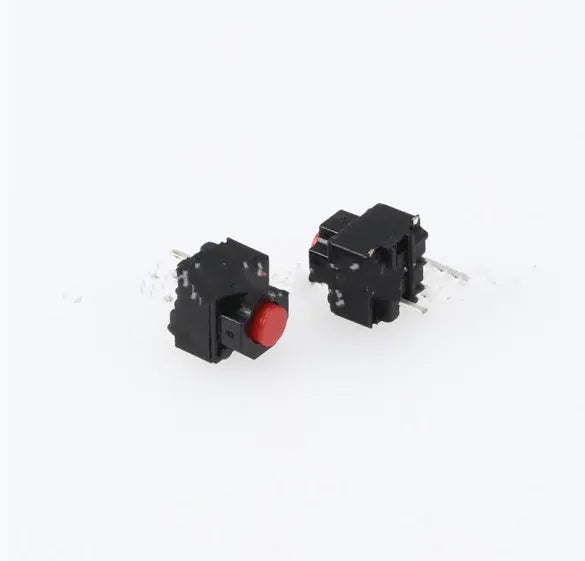 Waterproof aluminium alloy micro switch with patch pins for PCB mounting.