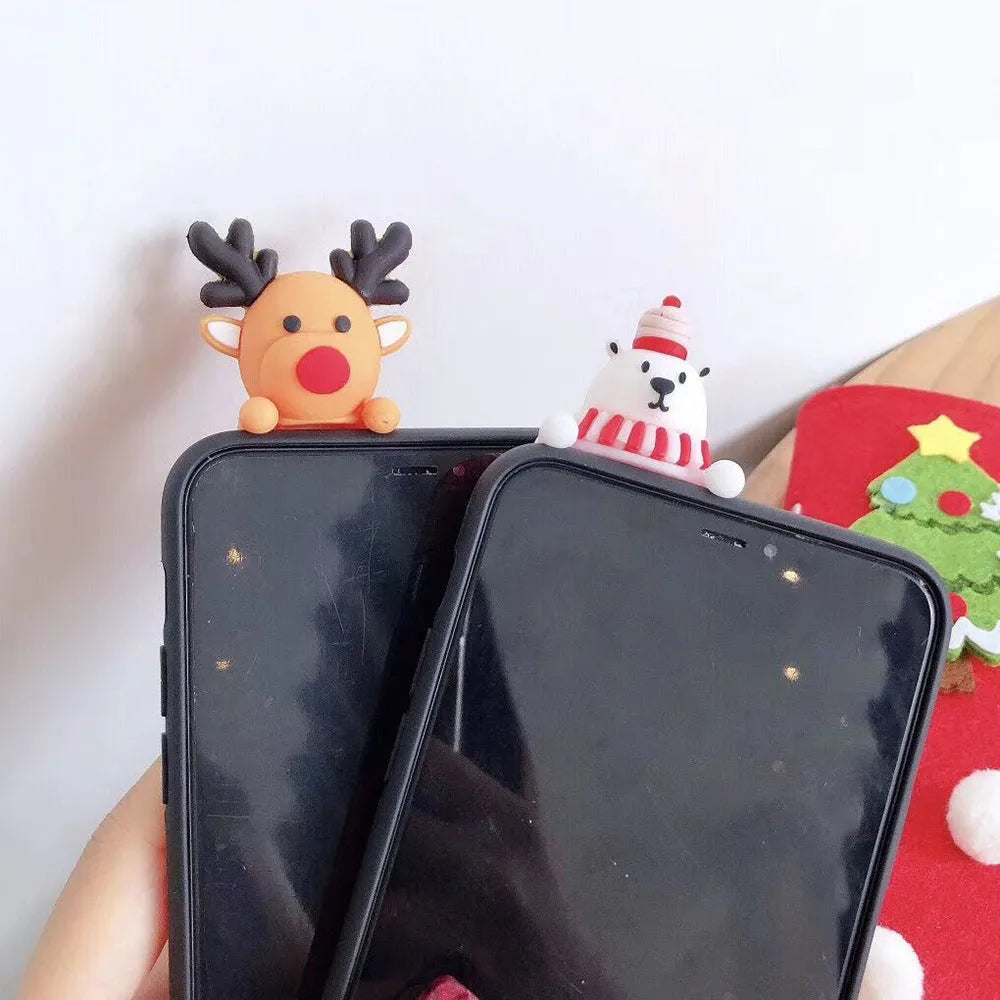 Christmas-themed silicone iPhone case showing holiday design on back cover