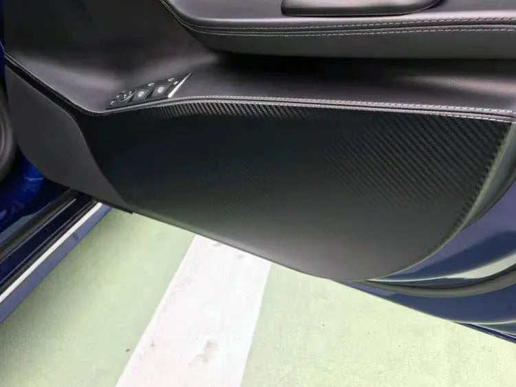 Carbon fibre protective film for Tesla Model S car door interior panels