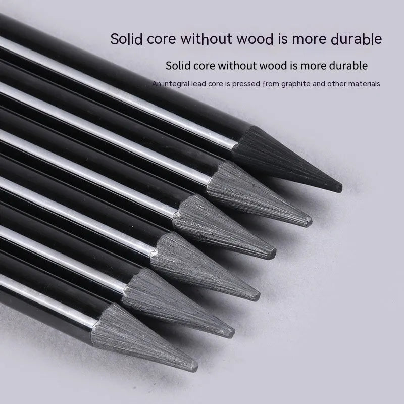 Set of six graphite pencils and three carbonized pencils with wooden shells on suction card packaging