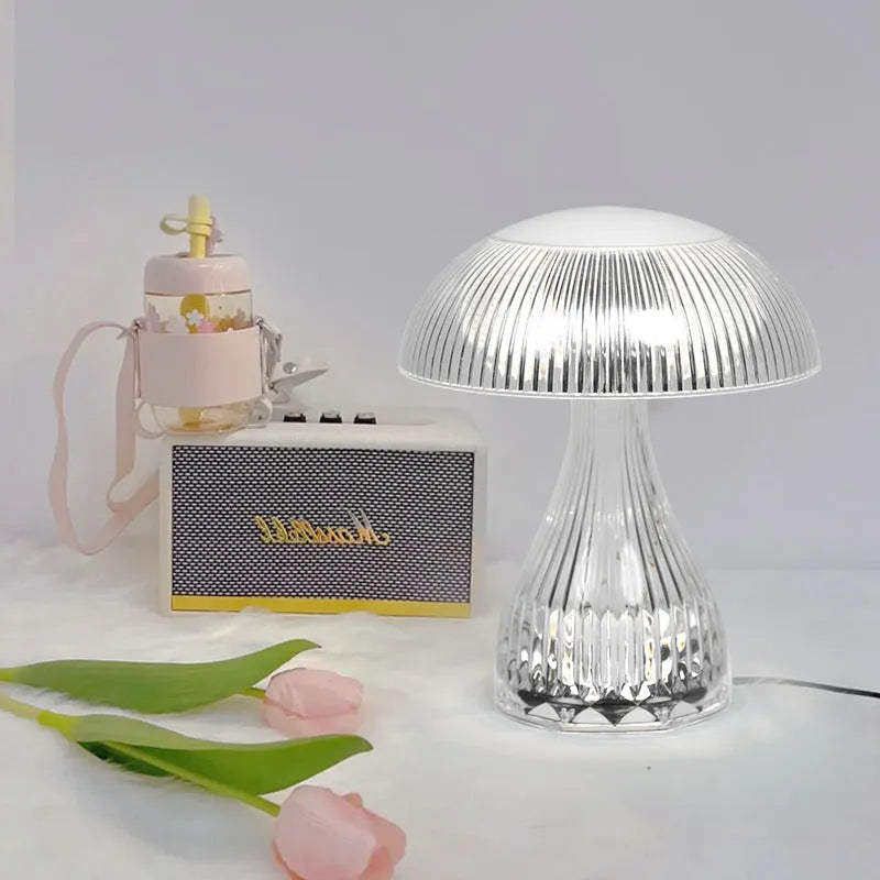 White USB rechargeable touch control night lamp with colour changing LED light
