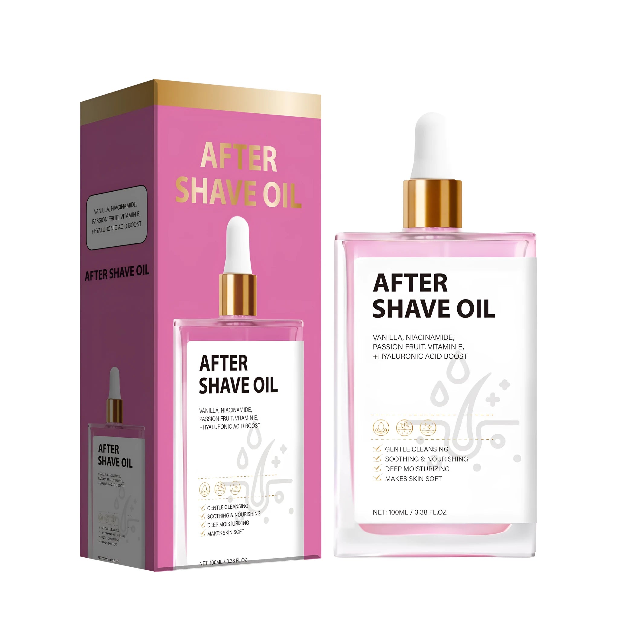 100ml bottle of men's aftershave care oil for post-shave skin soothing and moisturising, style FP-A021