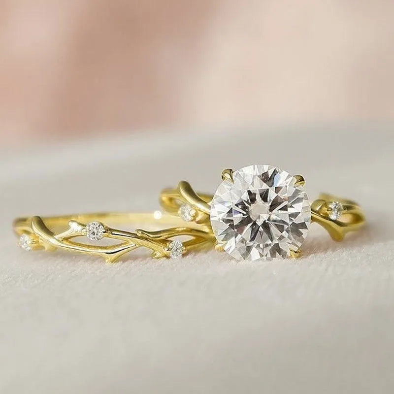 Rose gold simulation diamond couple rings on hand, copper geometric fashion OL style, sizes No 6-10