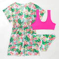 Girls' floral pattern two-piece swimsuit with overclothes in Korean style