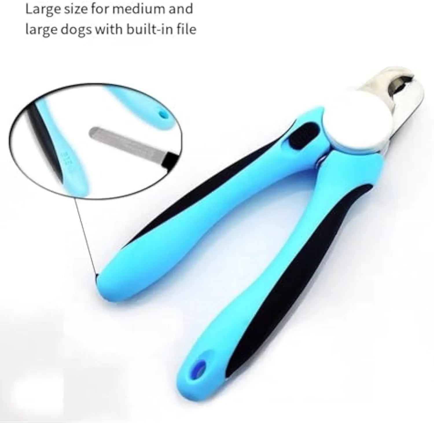Blue heavy duty stainless steel dog nail clippers with safety guard for large breeds and thick nails
