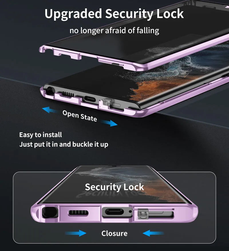 Magnetic mirror phone case with peep-proof screen for Samsung Galaxy S24 Ultra in multiple colours