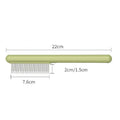 Green stainless steel cat comb with rounded teeth for pet grooming and flea removal
