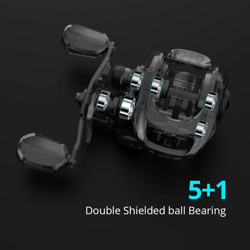 Drip wheel fishing reel with left or right hand wheel options and rocking wheel mechanism