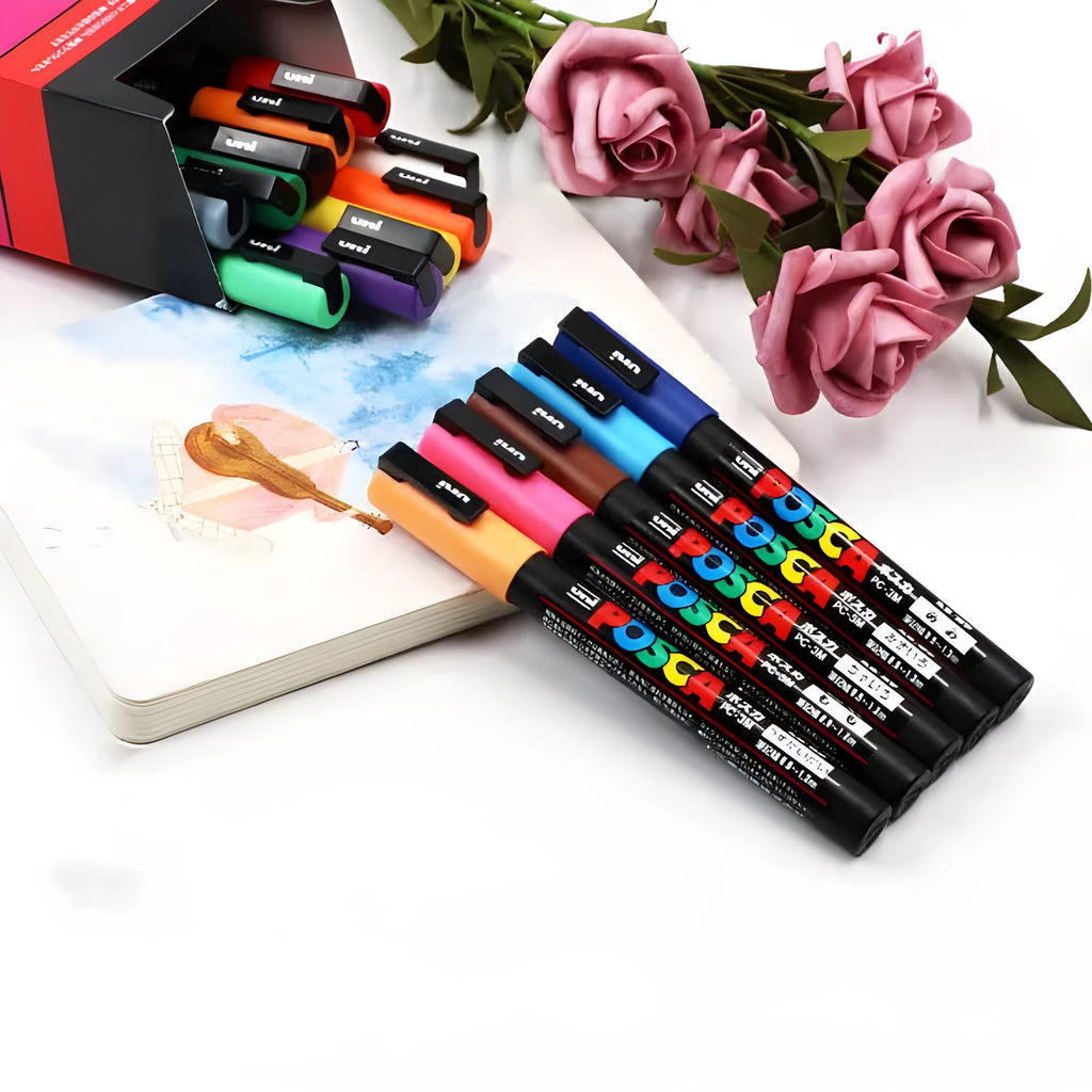Doodle acrylic marker set with 0.9mm nib in plastic barrel showing colour options for advertising pen use