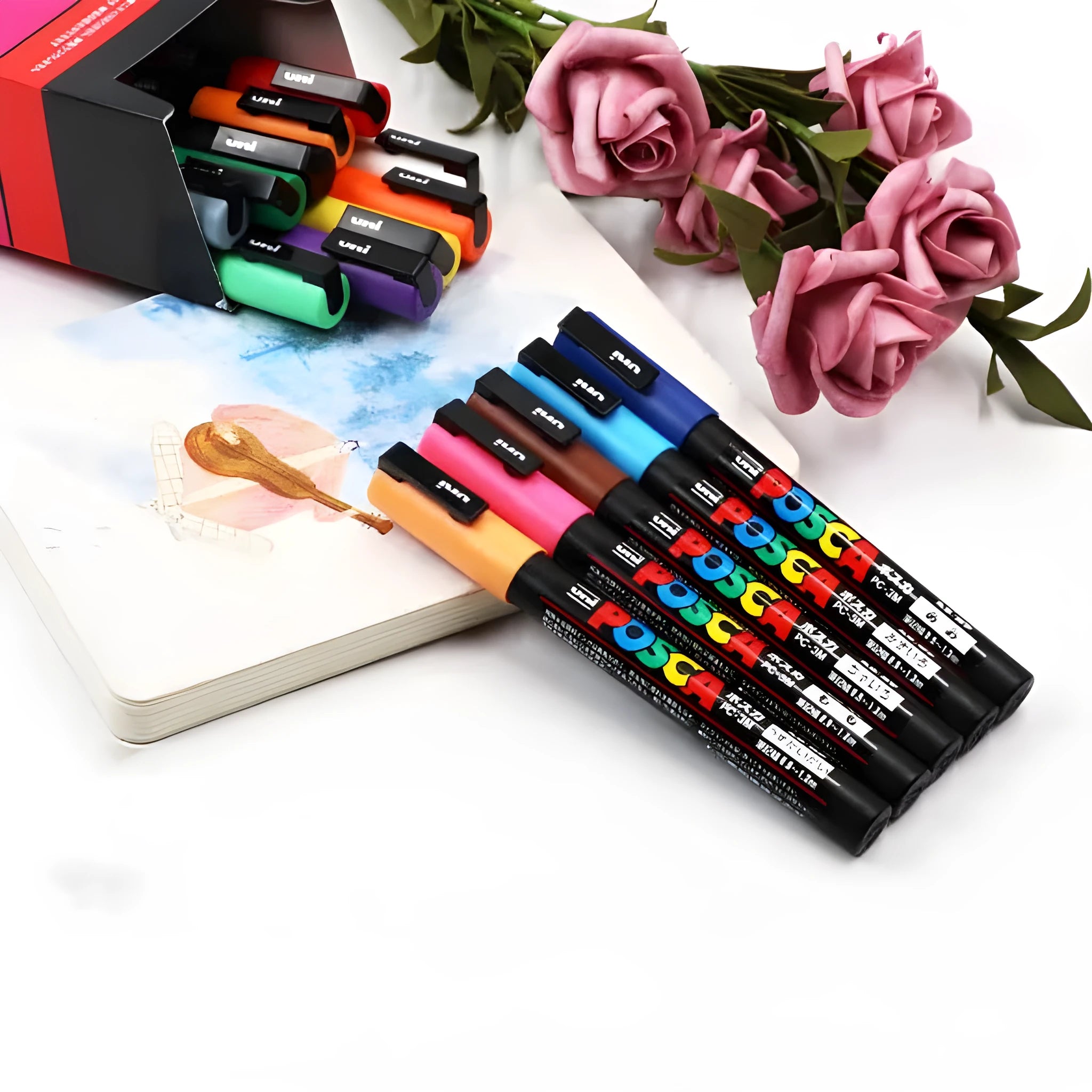 Doodle acrylic marker set with 0.9mm nib in plastic barrel showing colour options for advertising pen use