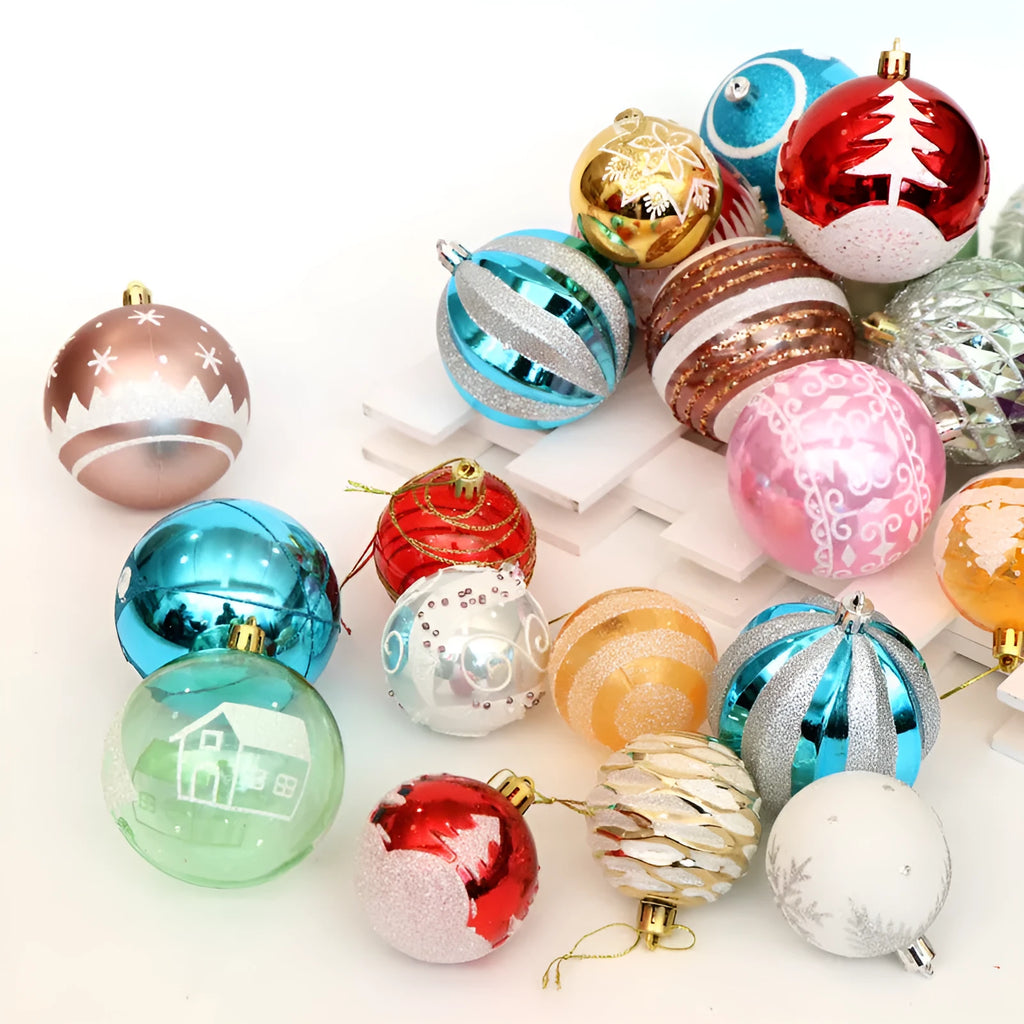6cm hand painted PVC Christmas ball decorations in multiple colour options including gold, red and special models