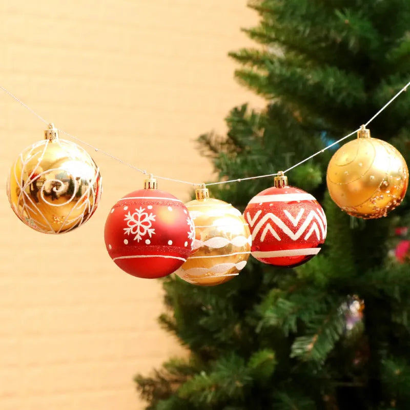 6cm hand painted PVC Christmas ball decorations in multiple colour options including gold, red and special models