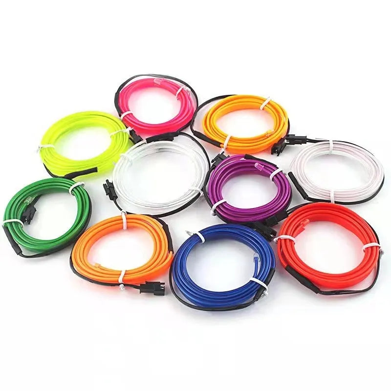 6-metre USB car ambient light cable in ten colour options for vehicle interior installation