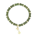 Green Chinese bamboo style jade bracelet and necklace set with traditional design