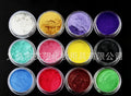 12 piece vegan mica pigment shimmer shadow set in clear jars for eyes lips and nails