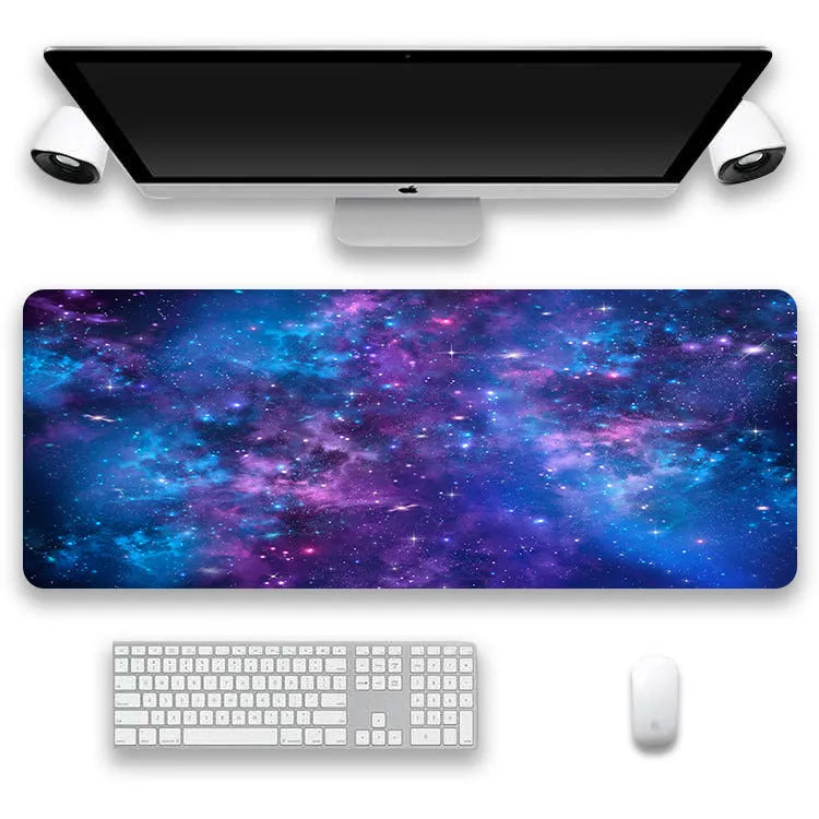 Non-slip mouse mat with star and calculator print, rubber cloth construction, 300x800x2mm size