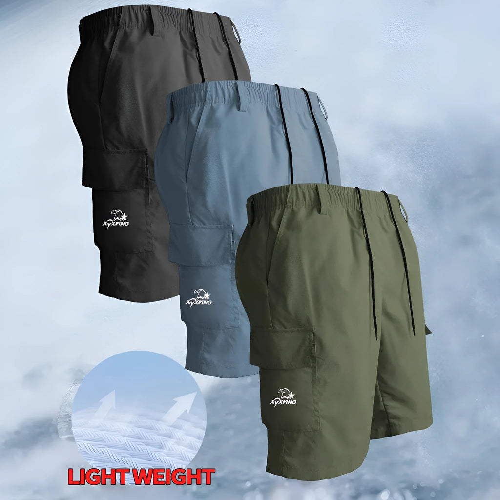 Straight-leg casual sports shorts in polyester fibre with micro-elastic properties, loose American style fit