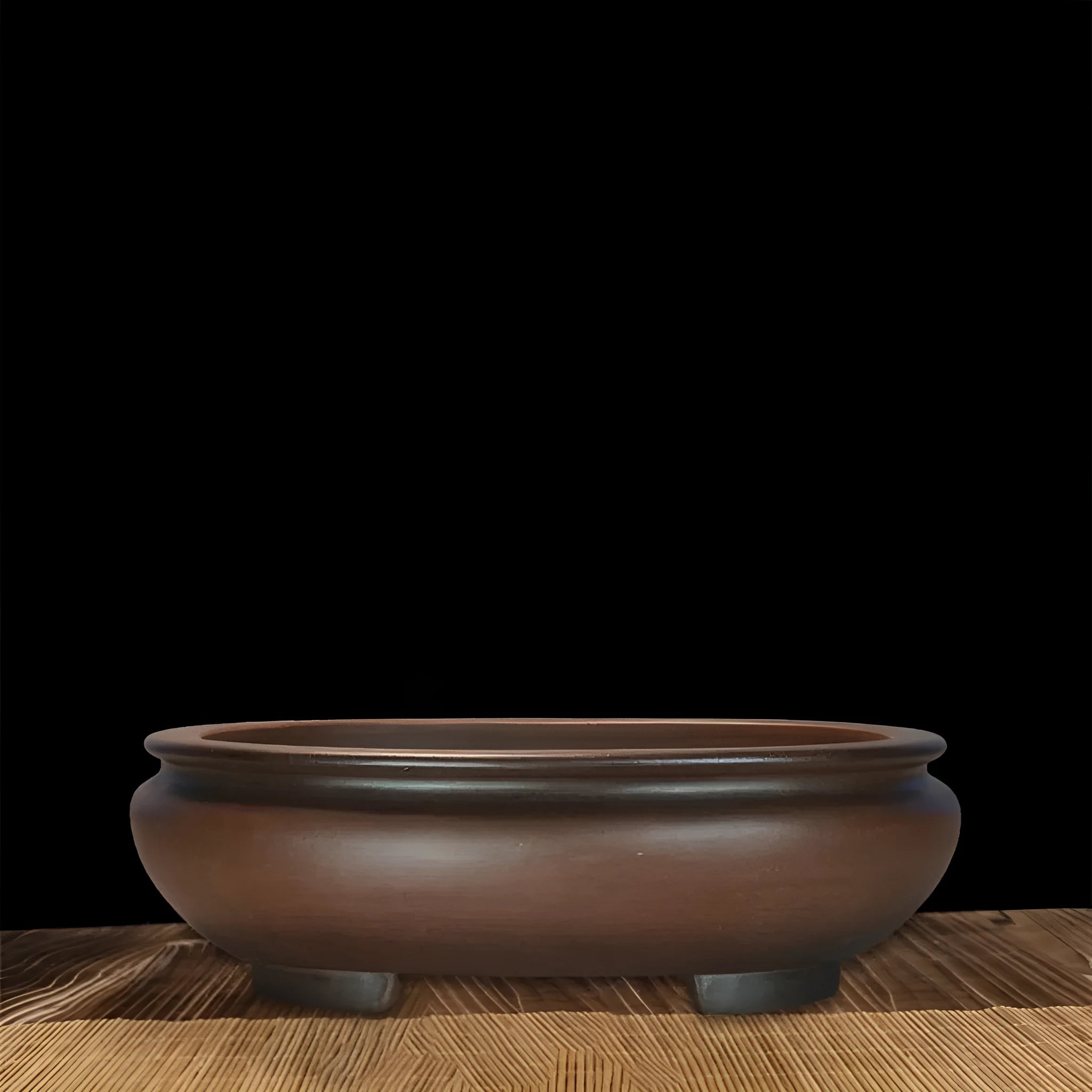 Large purple clay ceramic flowerpot with classical handmade design for indoor desktop plants