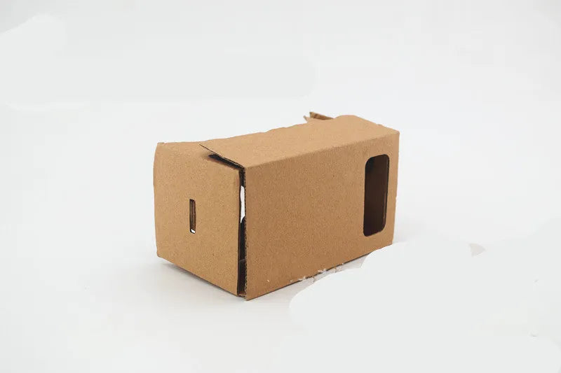 Cardboard VR glasses folded flat with 3D lens, rubber band, Velcro and magnet for 6-inch smartphones