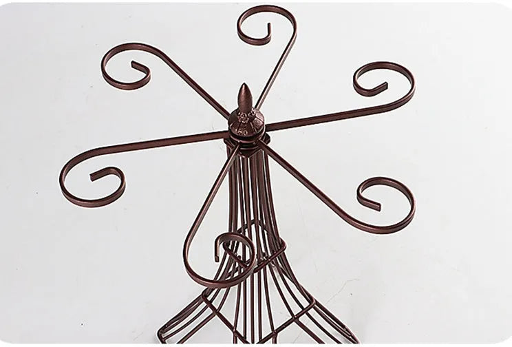 Bronze iron wine glass holder on countertop with welded frame, 26x15x33cm