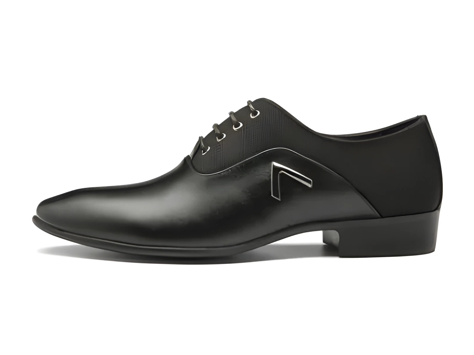 Men's black Oxford dress shoe with a low-cut PU leather upper and rubber sole.
