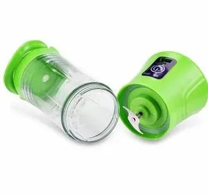 Blue handheld USB rechargeable fruit juicer with 400ml cup and 150W motor