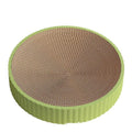 Round green and white corrugated paper cat scratching board and nest, 55cm diameter, with replacement refills.