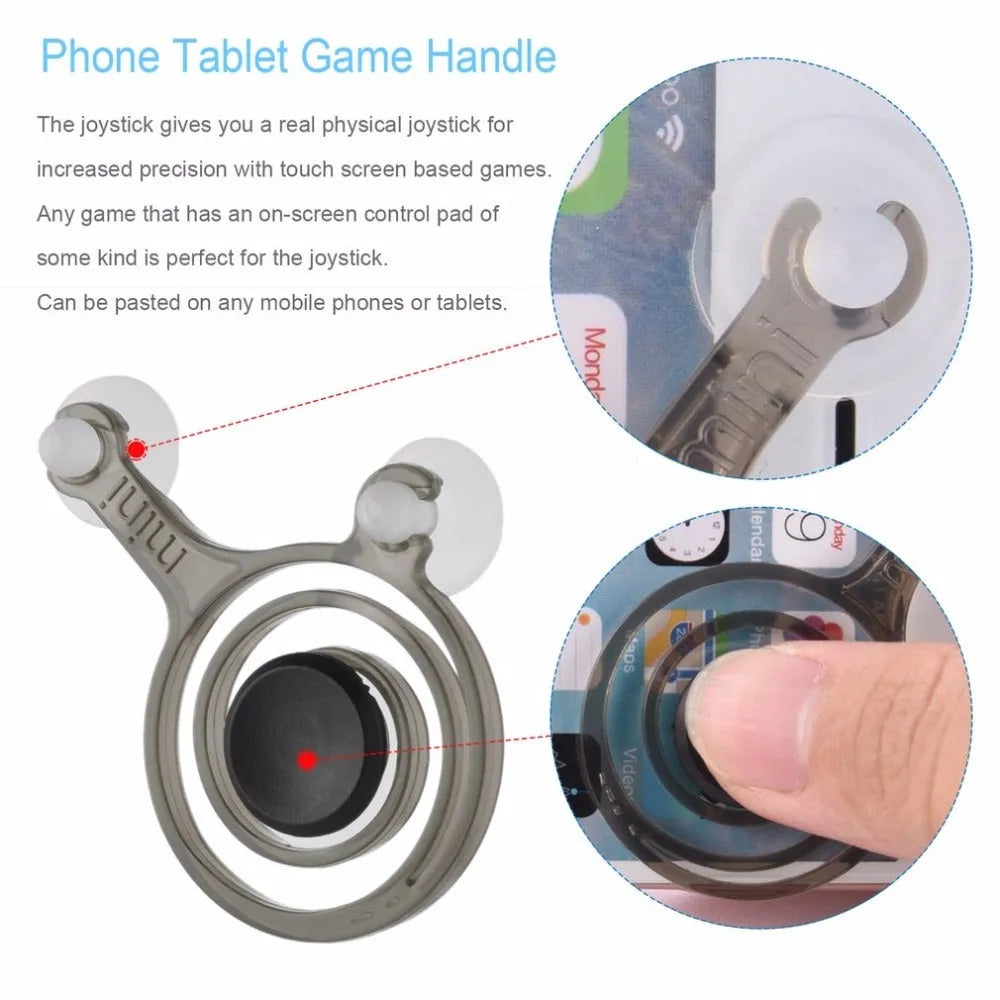 Pair of clear plastic mini joysticks for mobile phone and tablet touch screen gaming.