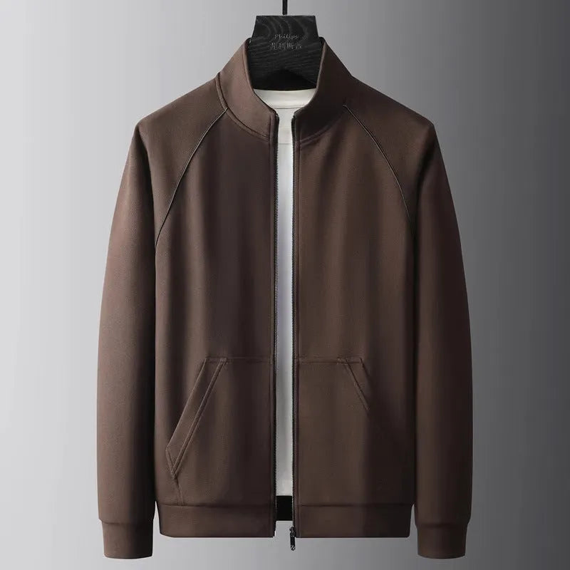 Men's stand collar casual sports suit with matching trousers in slim fit