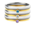 December birthstone engraved titanium steel ring with geometric shape
