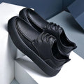 Men's brown casual lace-up shoes with round toe and flat EVA sole