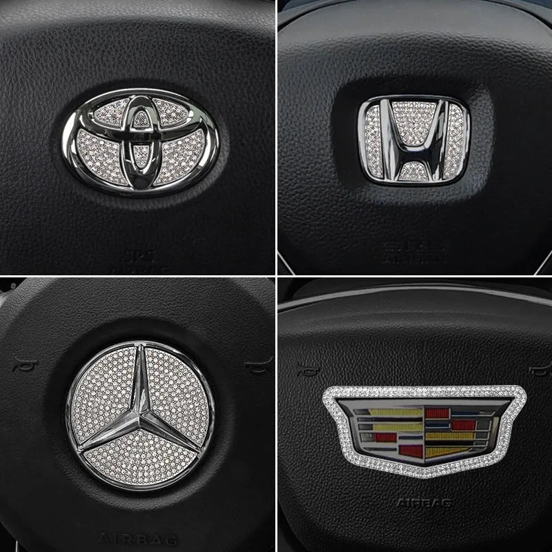 Zinc alloy diamond-pattern steering wheel centre badge sticker for Toyota cars