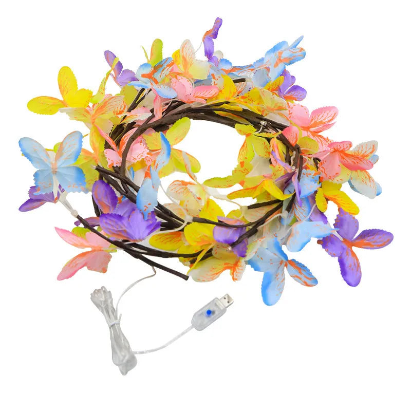1.8m tall LED butterfly tree rattan lamp with flexible branches and colour-changing lights