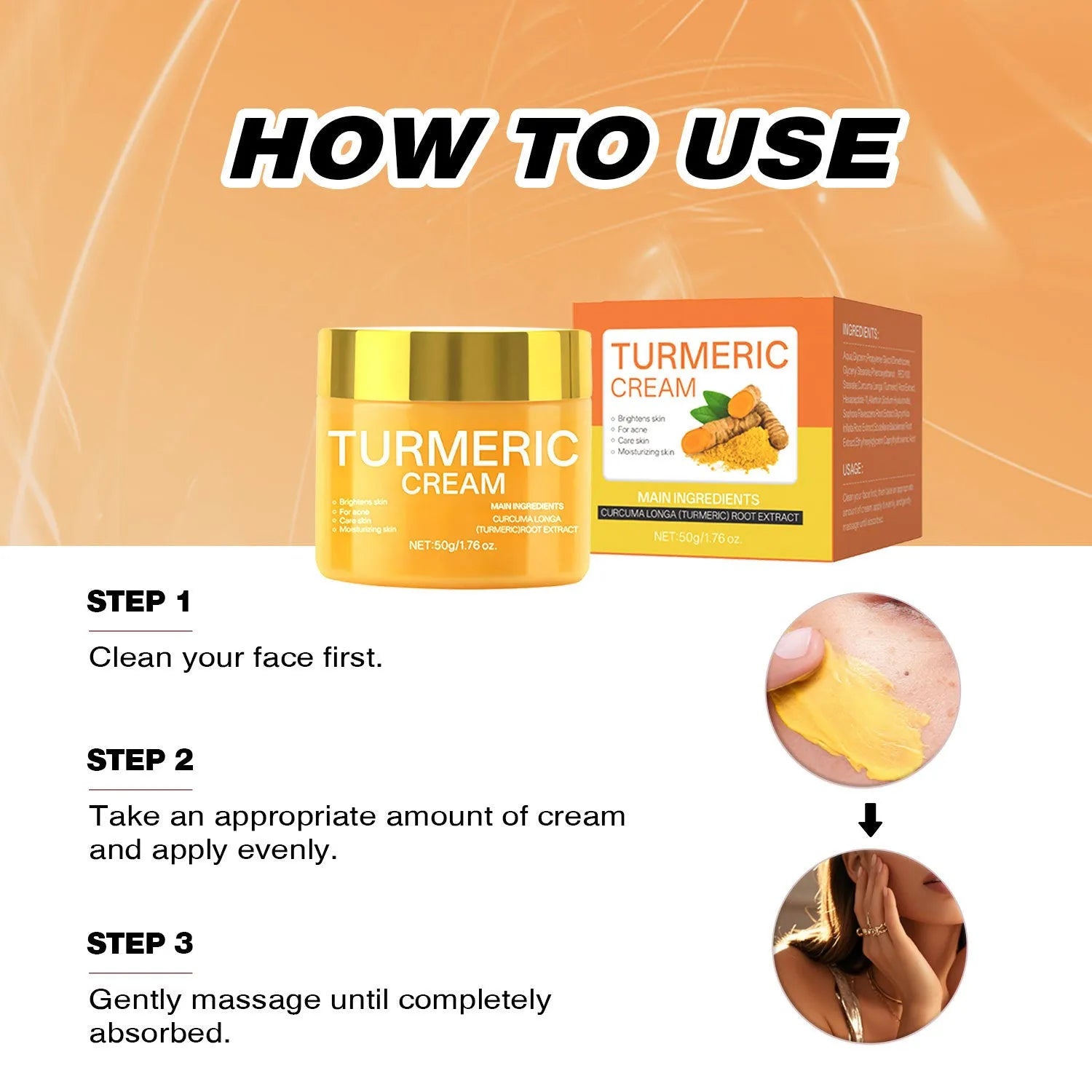50g brightening moisturising cream in compact square jar