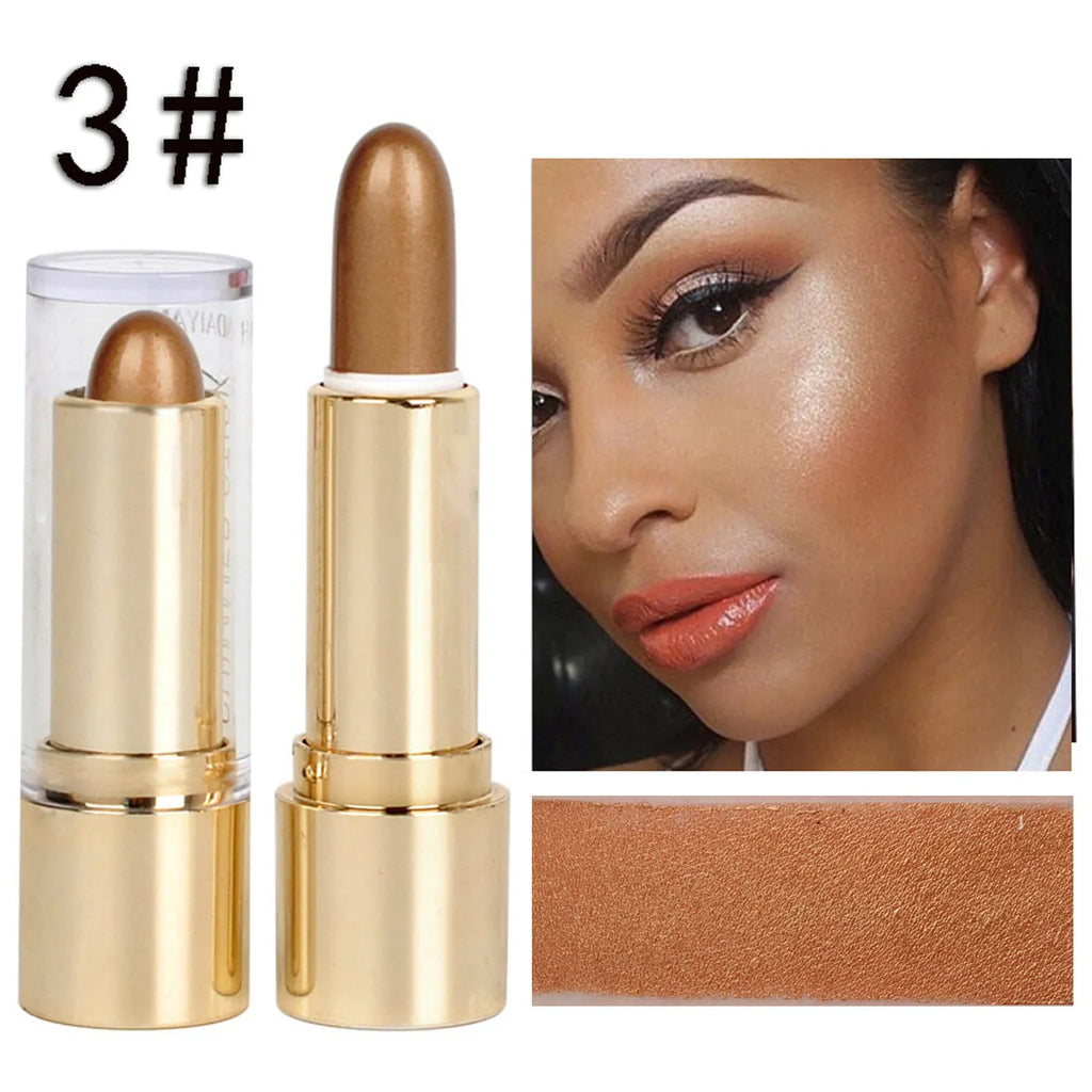 Three-dimensional makeup contour stick highlighter in Ivory White with creamy formula for face shaping