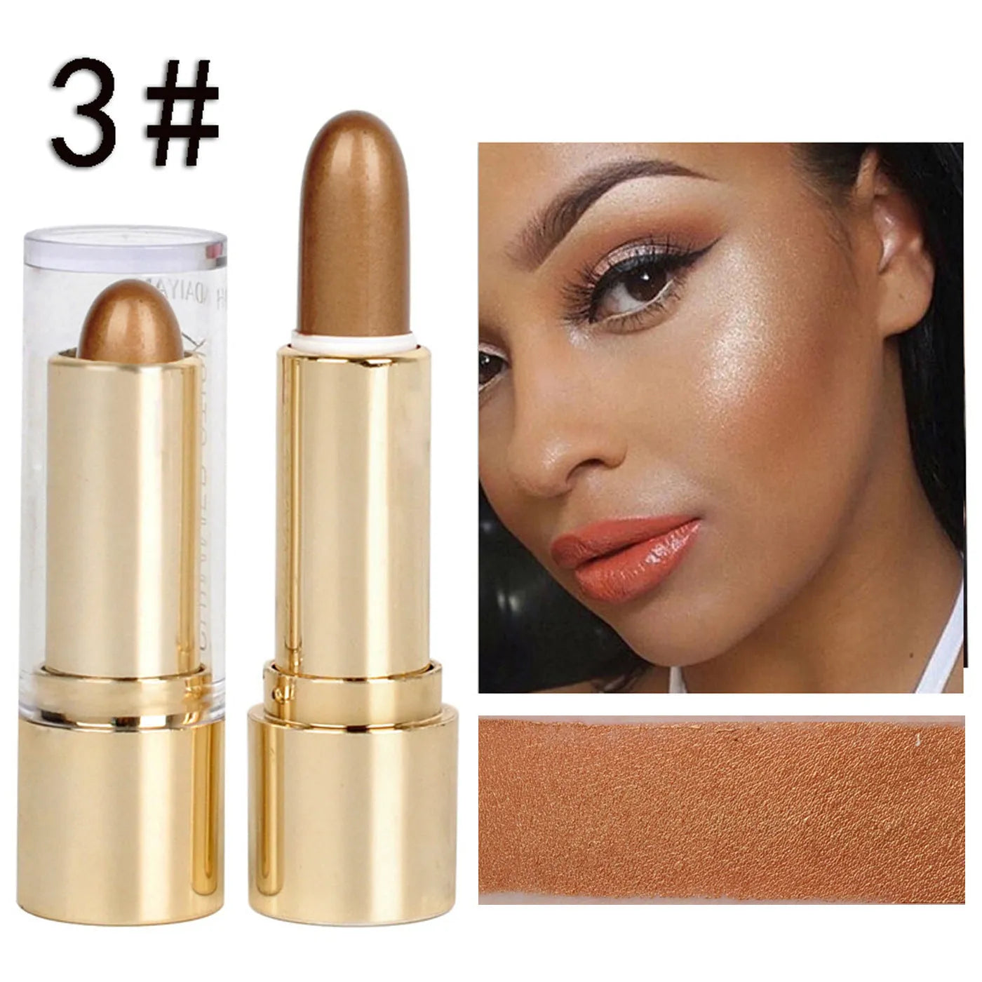 Three-dimensional makeup contour stick highlighter in Ivory White with creamy formula for face shaping