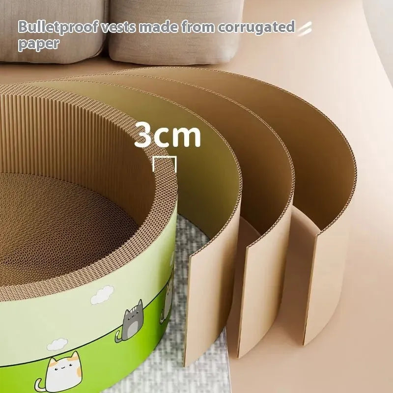 Large round cat scratch board with deepening pit design in corrugated paper
