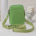 Solid colour mobile phone crossbody shoulder bag in PU material showing front view