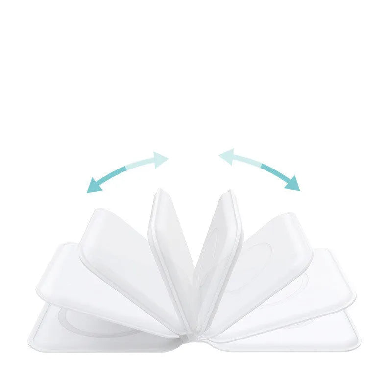 White folding dual magnetic wireless charging dock showing 180-degree angle adjustment.