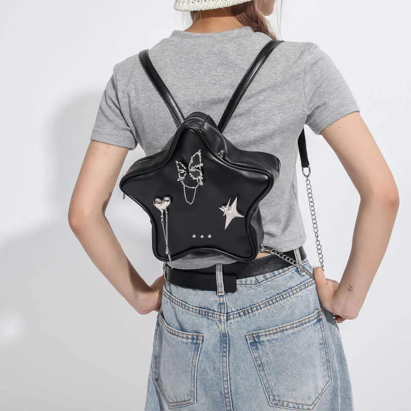 Women's soft PU messenger mini backpack in black, white or silver with shoulder and crossbody straps