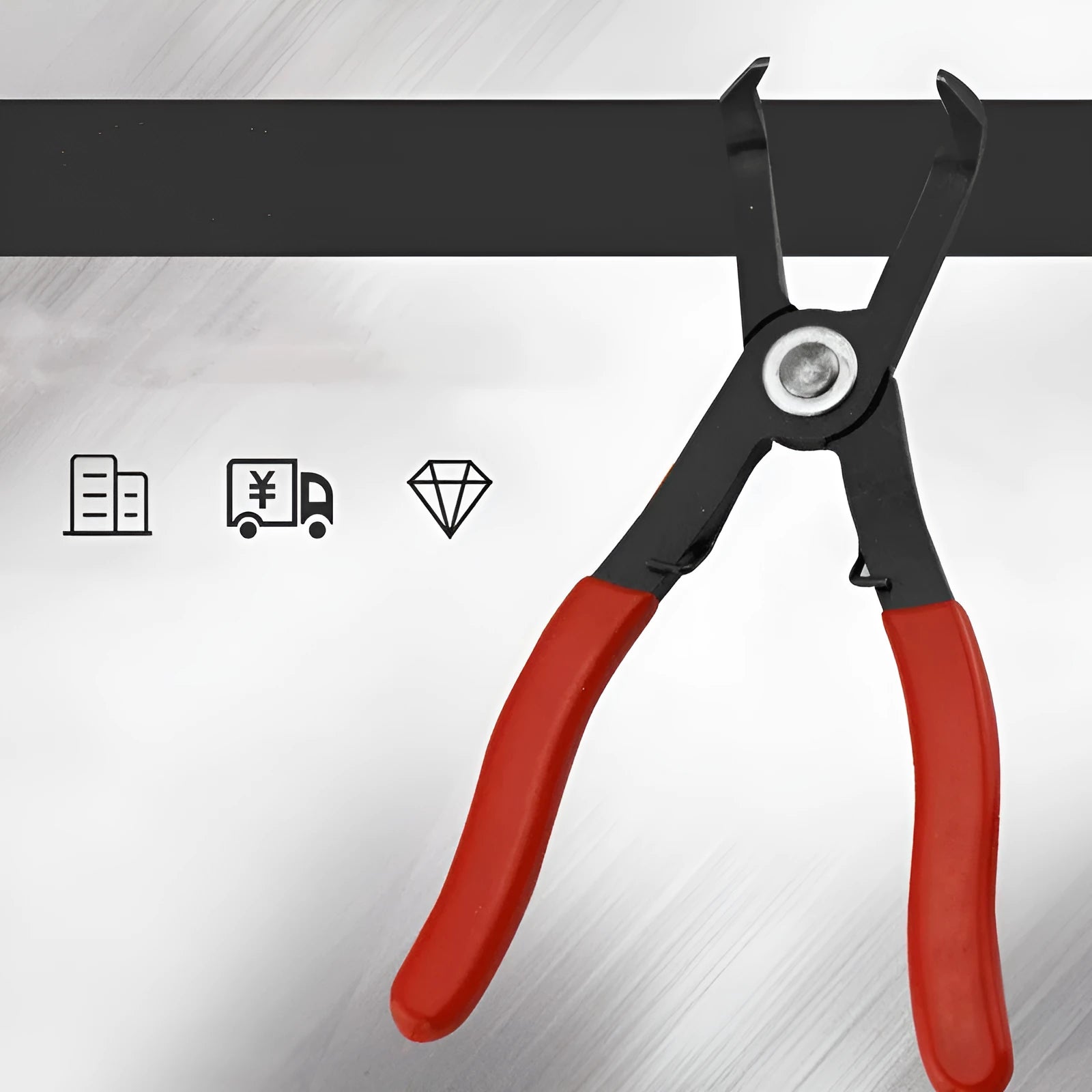 Red interior round nail removal pliers with PVC handles and adjustable jaws.