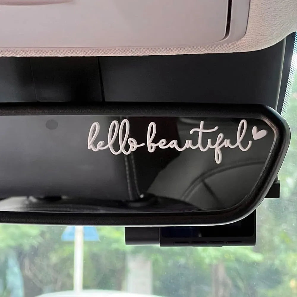 Car rearview mirror sticker 10cm x 3cm plastic decal in black colour option