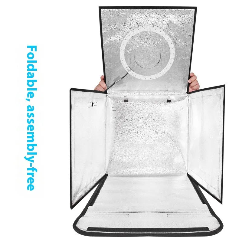 50cm studio light box with metal frame and folding light board for product photography